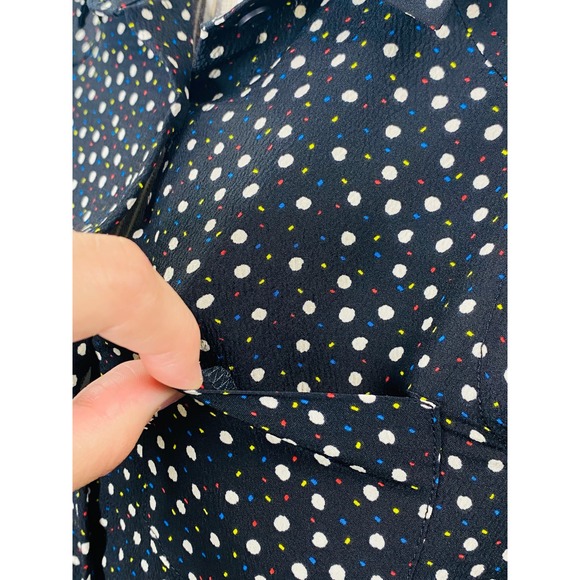 IKKS Polka Dot Button Down Collared Tank Top Women Size Small Career Casual Work - Picture 9 of 10